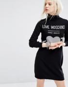 Love Moschino Heart Logo Turtleneck Dress - Gray