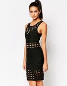Wow Couture Criss Cross Detail Bandage Midi Dress - Black
