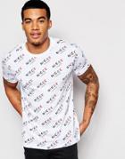 Nicce London T-shirt With All Over Logo Print - White