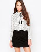 Goldie Beyond Silence Blouse With Tassel Tie - Ivory