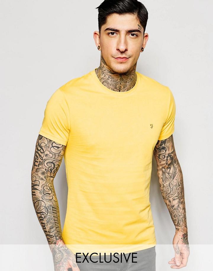 Farah T-shirt With F Logo In Slim Fit In Yellow - Yellow