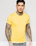 Farah T-shirt With F Logo In Slim Fit In Yellow - Yellow