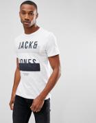 Jack & Jones Core T-shirt With Graphic And Stepped Hem Detail - White