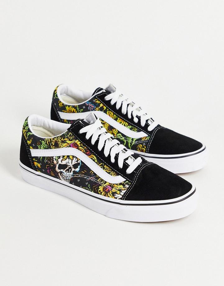 Vans Old Skool Beauty Skull Sneakers In Black