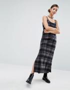 Daisy Street Midi Cami Dress In Tonal Check - Gray