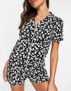 Lindex Exclusive Organic Cotton Leopard Print Pyjama Shorts In Black