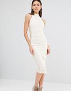 Naanaa Tall Highneck Sleeveless Pencil Dress - Beige