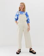 Monki Straight Leg Overalls In Off White - White
