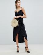 Asos Fuller Bust Linen Wrap Side Maxi Dress - Black