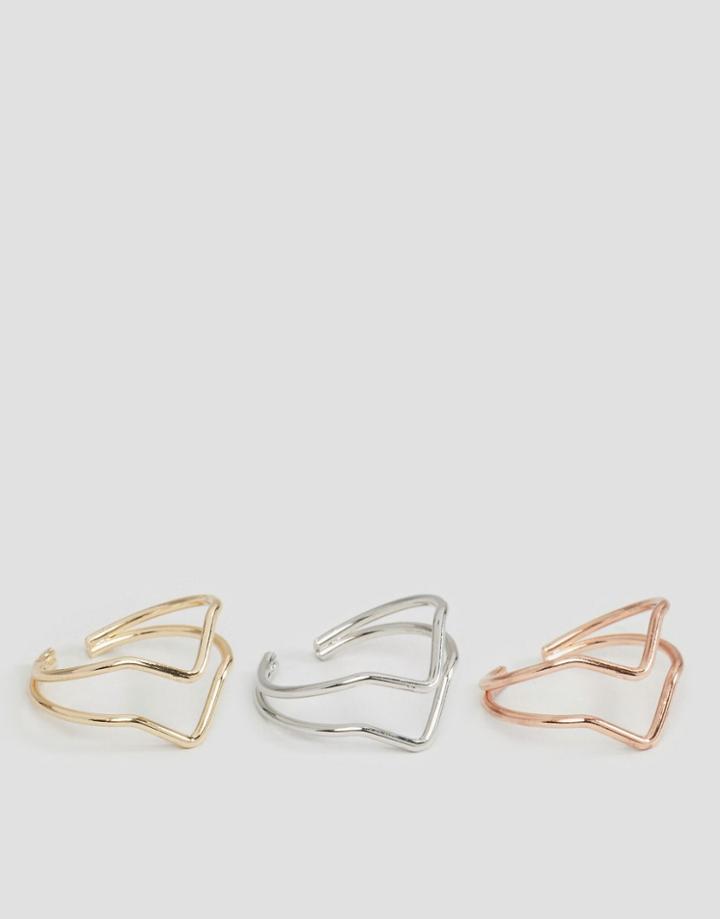 Asos Pack Of 3 Arrow Toe Rings - Mixed Metal