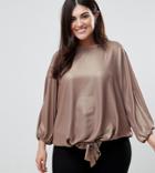 Koko Shimmer Tie Front Batwing Top - Gold