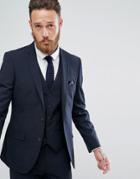 Harry Brown Plain Navy Skinny Tuxedo Suit Jacket - Navy
