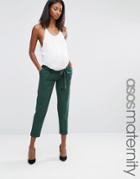 Asos Maternity Woven Peg Pants With Obi Tie - Green