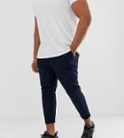Asos Design Plus Skinny Cropped Chinos In Navy - Navy