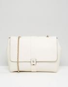 Modalu Leather Shoulder Bag With Chain Strap - Cream
