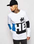 Hero's Heroine Longline Long Sleeve T-shirt With Hero Print - White