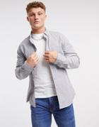 Asos Design Slim Fit Yarn Dye Organic Oxford Shirt In Charcoal-grey