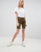 B.young Longline Denim Shorts - Green