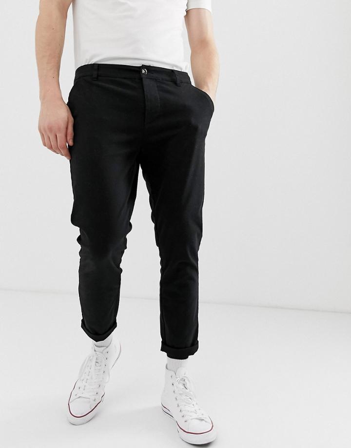 Asos Design Skinny Cropped Chinos In Black - Black