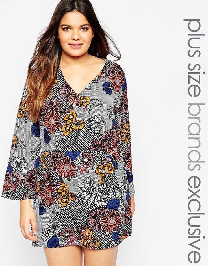 Alice & You Wrap Front Floral Skater Dress - Multi