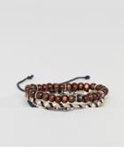 Asos Bracelet Pack With Beads And Skulls - Black