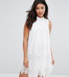 Asos Maternity Ladder And Lace Swing Dress - White