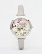 Asos Tonal Floral Pinted Dial Watch - Gray