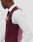 Asos Design Super Skinny Suit Vest In Burgundy - Red