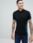 Process Black Plain Stretch Polo Shirt - Black