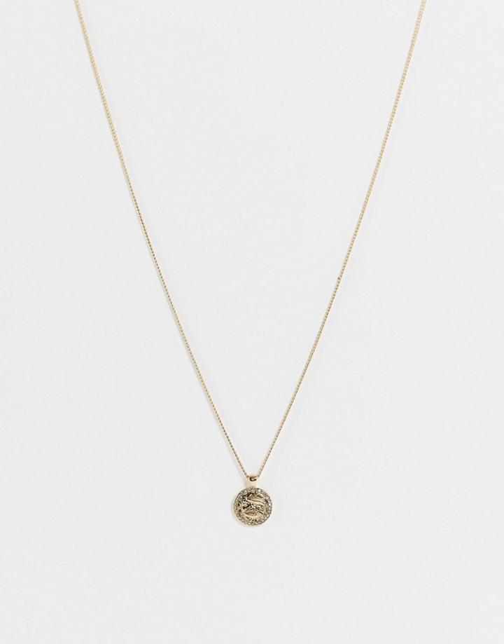 Topshop Pisces Crystal Pendant Necklace In Gold