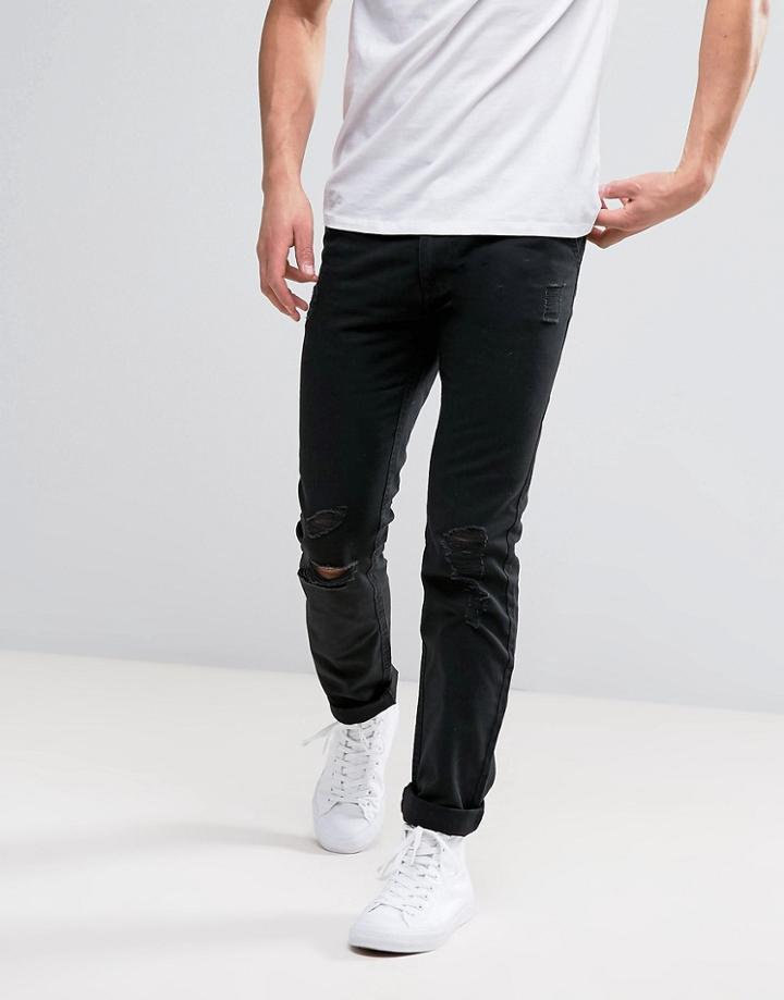D-struct Distressed Cotton Slim Fit Chino - Black