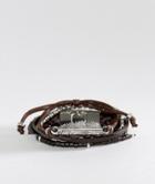 Asos Leather And Plaited Bracelet Pack With Feather In Brown - Brown