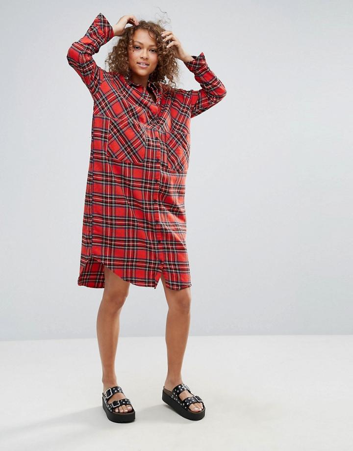 Monki Plaid Shirt Dress - Multi