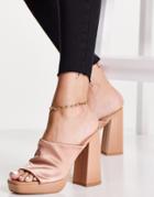 Topshop Rock Platform Satin Mule In Blush-pink