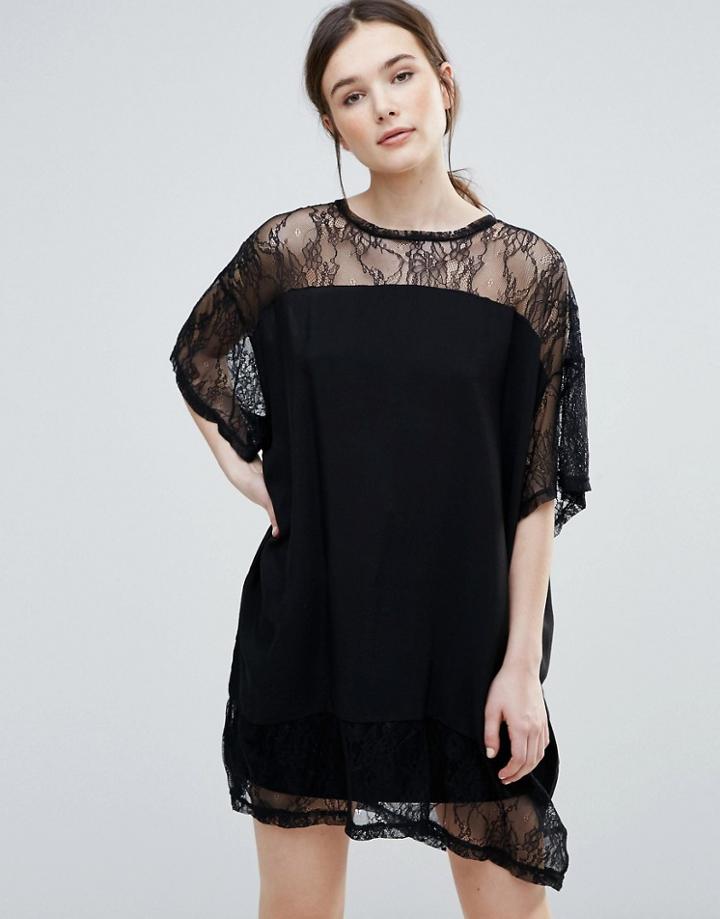 Amy Lynn Lace Insert Top - Black