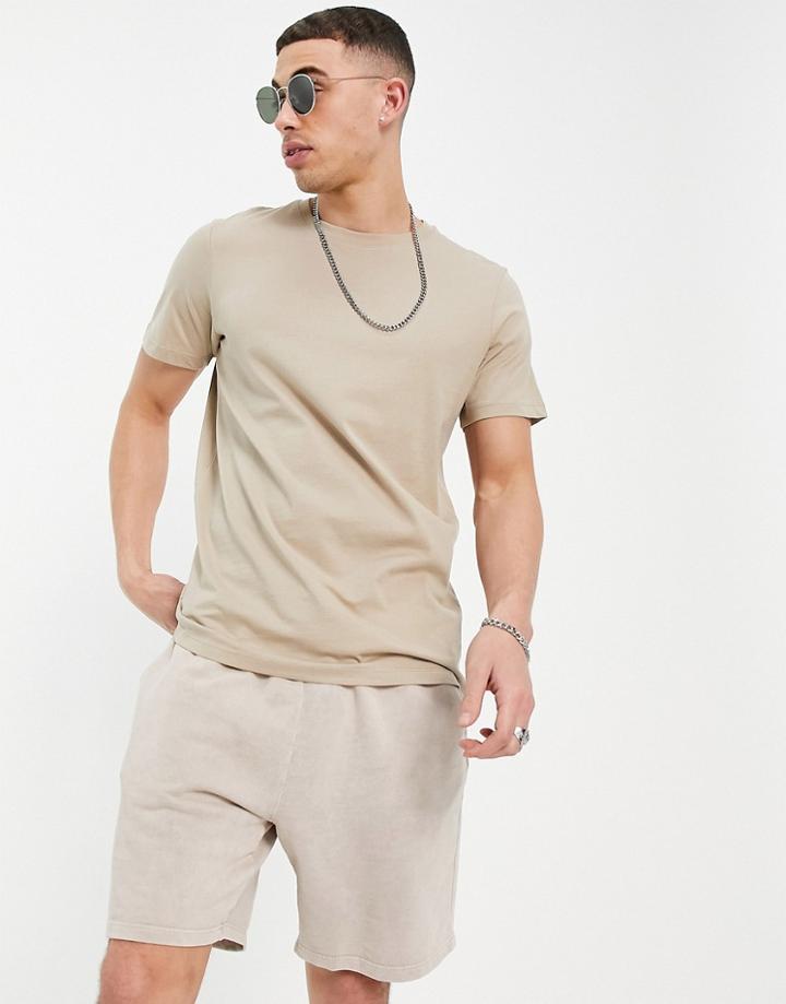 Jack & Jones Essential Crew Neck T-shirt In Stone-neutral