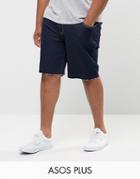 Asos Plus Slim Denim Shorts In Indigo - Blue