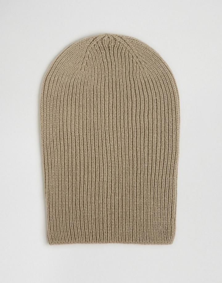 Asos Slouchy Beanie In Light Gray - Gray