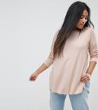 Asos Curve Tunic Top With Side Splits And Curve Hem - Pink