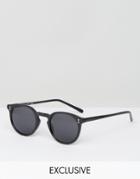 Reclaimed Vintage Round Sunglasses With Green Lens - Black