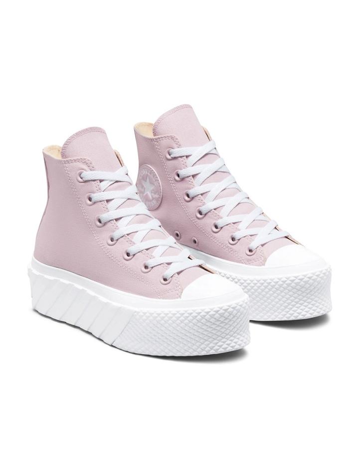 Converse Chuck Taylor All Star Hi Lift 2x Hybrid Shine Canvas Platform Sneakers In Himalayan Salt-pink