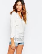 Warehouse Lace Detail Top - White