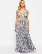 Asos Circle Tile Print Pleated Maxi Beach Dress - Tile Print