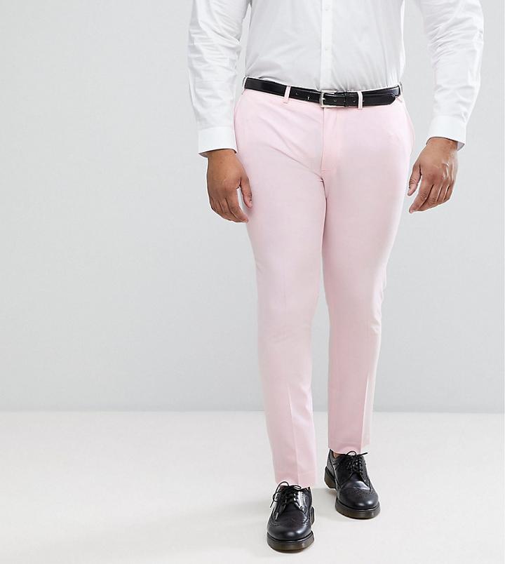 Asos Plus Wedding Super Skinny Smart Pants In Pale Pink - Pink