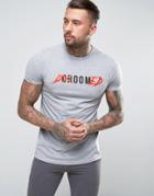 Asos Stag Longline T-shirt With Groom Print - Gray