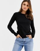 Asos Design Ultimate Slim Fit T-shirt With Long Sleeves In Cotton In Black - Black