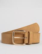 Asos Belt In Faux Leather With Rose Gold Buckle - Tan