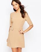 New Look Pocket A-line Dress - Tan