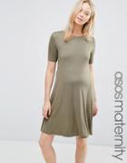 Asos Maternity Swing Dress With Short Sleeve - Green