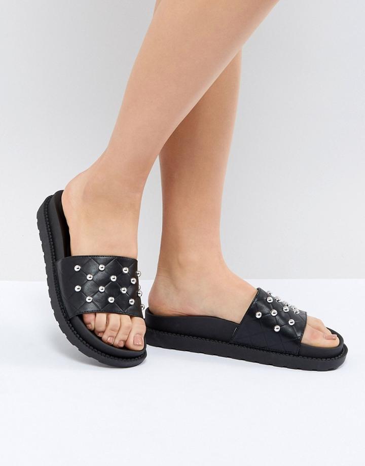 Raid Lexie Black Studded Slides - Black